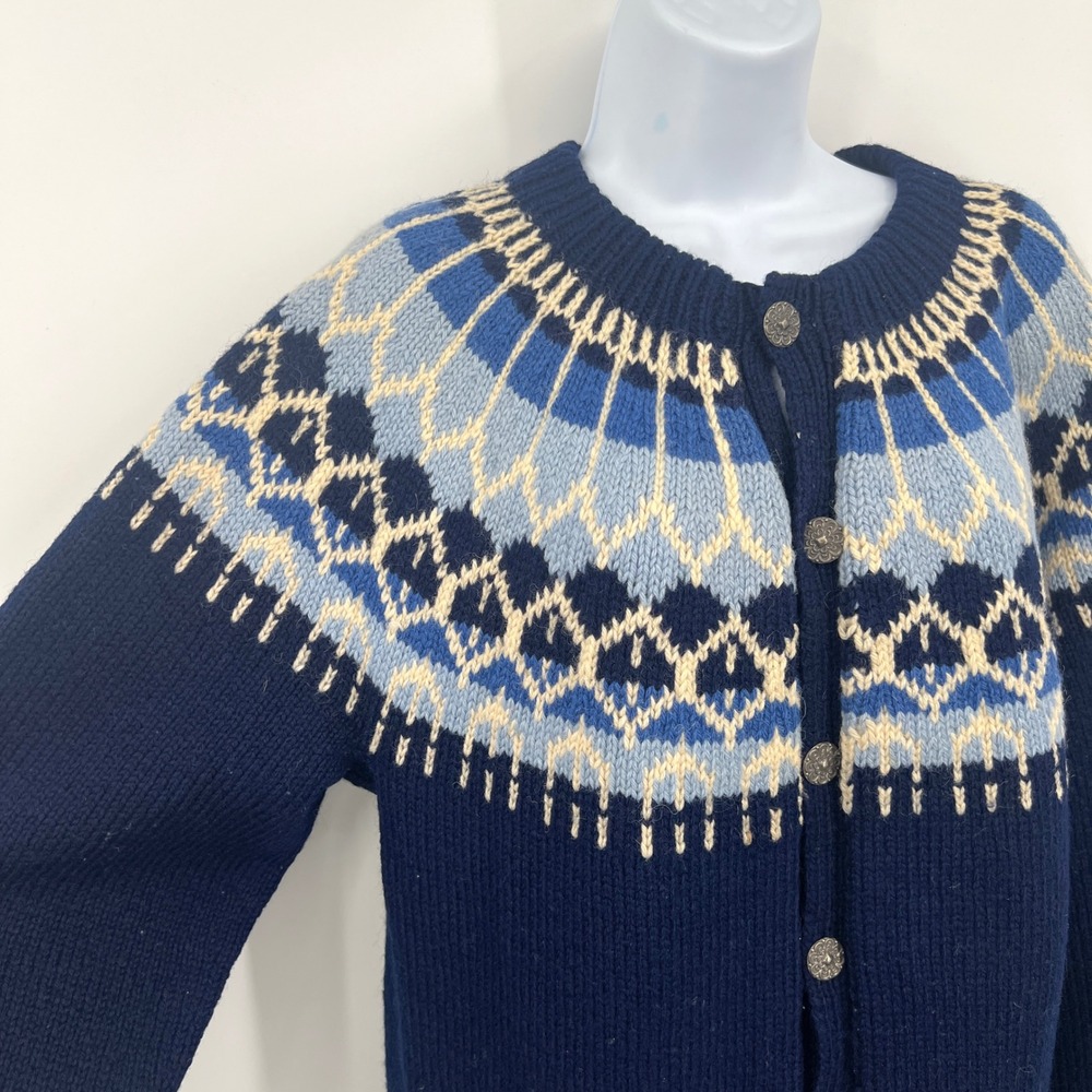 Hand Knit Norway Bohus Cardigan Fair Isle Heavy Wool Metal Buttons Skiing Warm - Picture 5 of 9